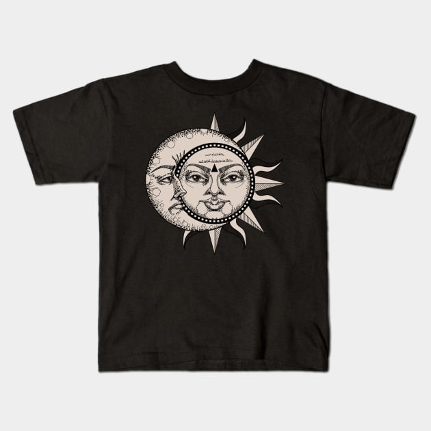 Vintage Sun and Moon Kids T-Shirt by letnothingstopyou